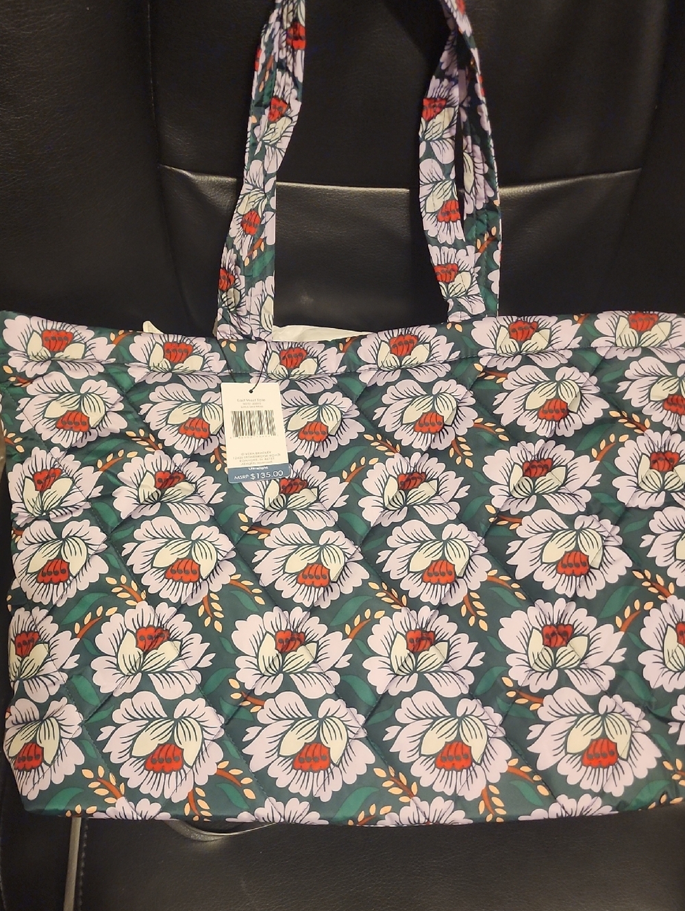 Vera Bradley Floral Print Tote Bag in Green and Pink